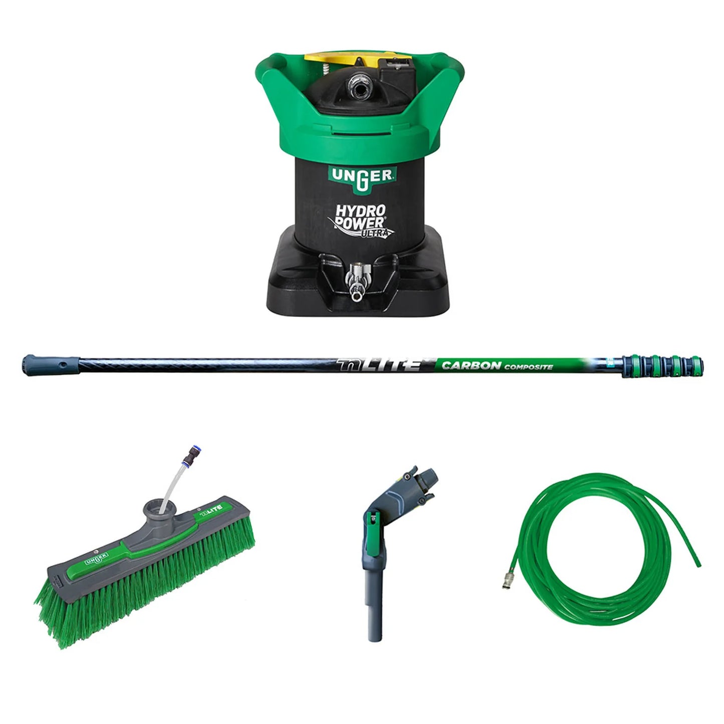 Unger HydroPower Ultra Reinwasser-Glasreinigung Set, Hybrid Carbon 8,6m