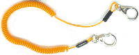 Orange Sicherheitsleine / Sicherheitsseil spiralförmig mit Kevlar und Sicherheitshaken