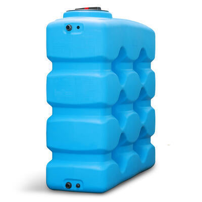 rinkwassertank 2000 Liter rechteckig blau schmal mit Schwallwand - geeignet für Trinkwasser und andere Flüssigkeiten.