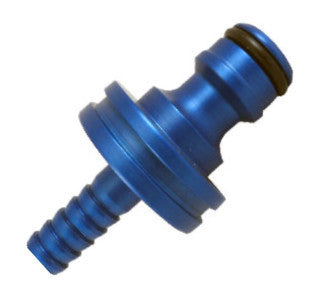 Kupplung mit Stecknippel / Schlauchanschluß Typ Gardena kompatibel Aluminium blau -  8mm Schlauchtülle