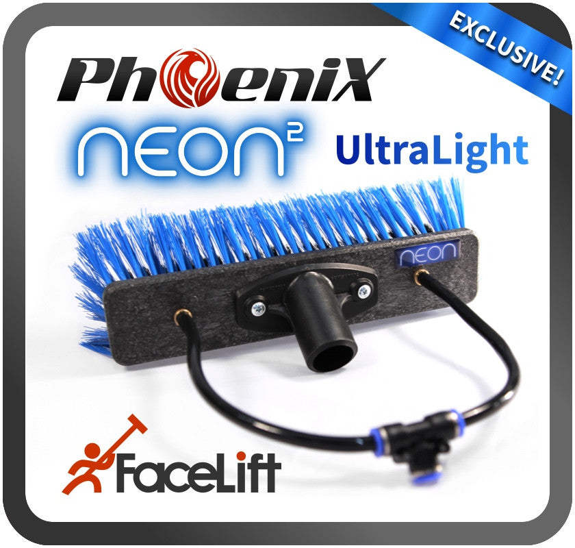 FaceLift PhoeniX NEON² 28cm Ultra Light wasserführende Bürste Pro-Window Ultraleichte Waschbürste  Wasserführende Bürste für Teleskopstangen Bürste mit Wasserdurchlauf Waschbürste